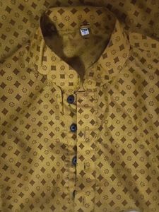 Men's Yellow Printed Kurta