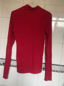 Red Long Sleeve Turtleneck Top