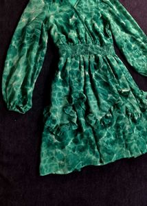 Chic Green Printed Dress