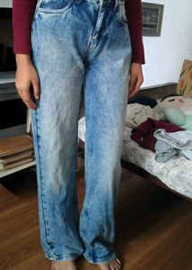 New Stylish Wide Leg Acid Wash Jeans