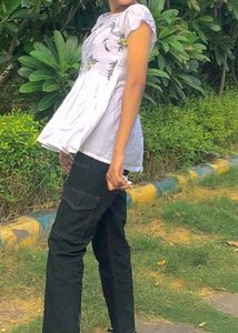Short Kurti (Cotton ) Hand Embroidery Flowers