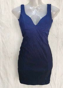 Stunning Navy Blue V-Neck Bodycon Dress