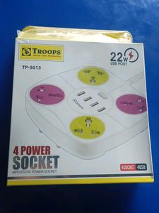 Spike Guard Plug 4 Outlet W/ Four USB Ports Adapte
