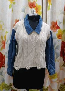 Unique Denim & Knit Sweater Vest