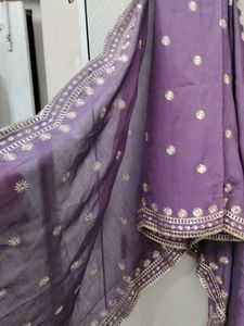 Embroidered Purple Dupatta