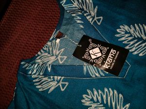 New Teal Leaf Print Kurta Set