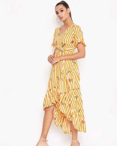Chic Striped Floral Midi Dress