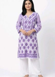 Elegant Lavender Chikankari Kurta