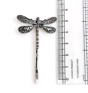 Vintage-Style Silver Dragonfly Hair Clips (Set of