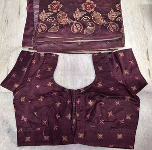 Beautiful Maroon Embroidered Saree