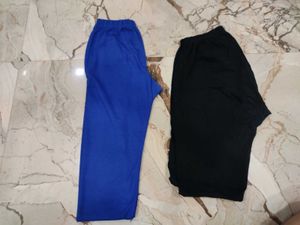 Blue &amp; Black Leggings (Set of 2)