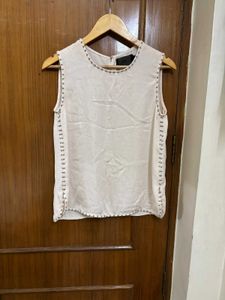H&amp;M Studded Trim Sleeveless Top