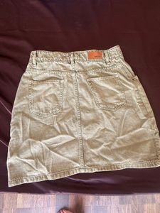 Washed Out Button Front A-Line Skirt