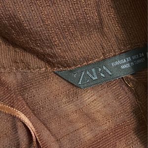 Brown Crinkled Button-Up Shirt