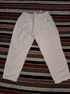 Cream Drawstring Waist Pants