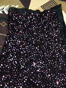 Purple Ruffled semi stitched saree with unstitched