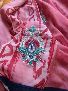Vibrant Pink Embroidered Saree