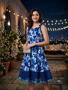 Navy Blue Lace block Dress