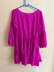 Vibrant Pink Tiered Mini Dress