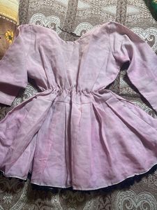 Beautiful Pink Kurti with Pleated Skirt