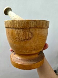 Wooden Mortar &amp; Pestle (Khalbatta)