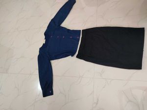 Navy Blue Top With Straight Skirt For Classy Look