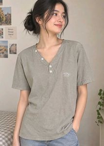 Casual V-Neck Henley T-Shirt