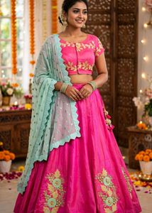 Beautiful Pink Lehenga Choli with Dupatta