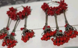 Red Pearl Earrings Set