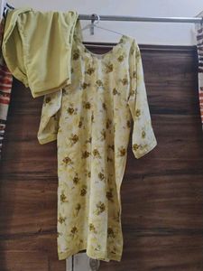 Light Yellow Floral Kurta Set