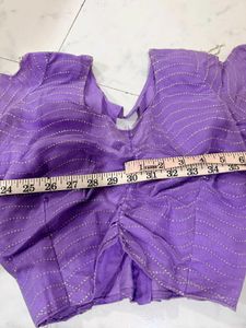 Elegant Lavender Handwork Net Saree