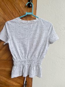 ZARA  Polka Dot Cinched Top