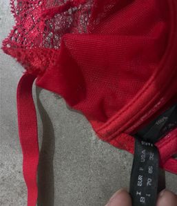 Acousma Paris Red Lace Strappy Cage Bra - Size 32