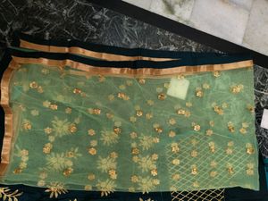 Mehndi Theme Unstitched Material On Lehena