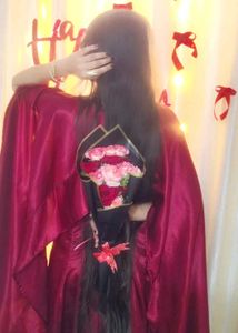 Elegant Maroon Cape Gown