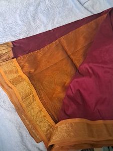 Elegant Maroon Saree with Golden Border