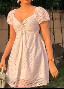 Chic White Broderie Anglaise Mini Dress