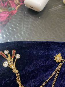 Floral Lapel Pin with Chain