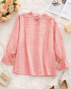 Coral Printed Blouse with Button Detail