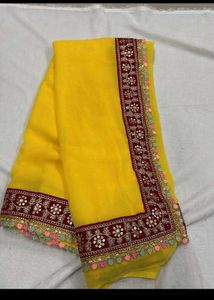 Yellow Saree with Embellished Border