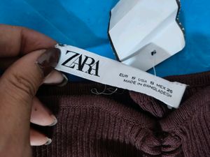 ZARA Brown Ruched Long Sleeve Top!