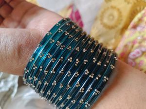 Beautiful 2.6 size Teal peacock green Bangles with