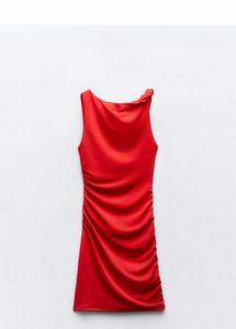 ZARA Red Ruched Bodycon Dress in size S- never wor