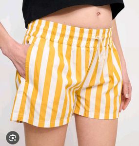Yellow & White Striped Lounge Shorts