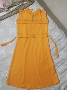 Cute Girls' Dress - Mustard Yellow