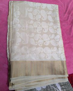 Premium Cream Soft Silk Blend Jacquard Saree