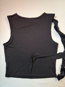 Black Tie-Up Crop Top
