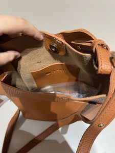 Chic Brown Faux Leather Bucket Bag