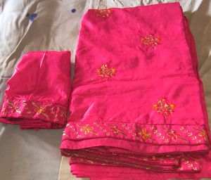 Vibrant Pink Embroidered Saree