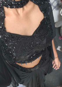 stylish draped skirt with sequence top 😍
